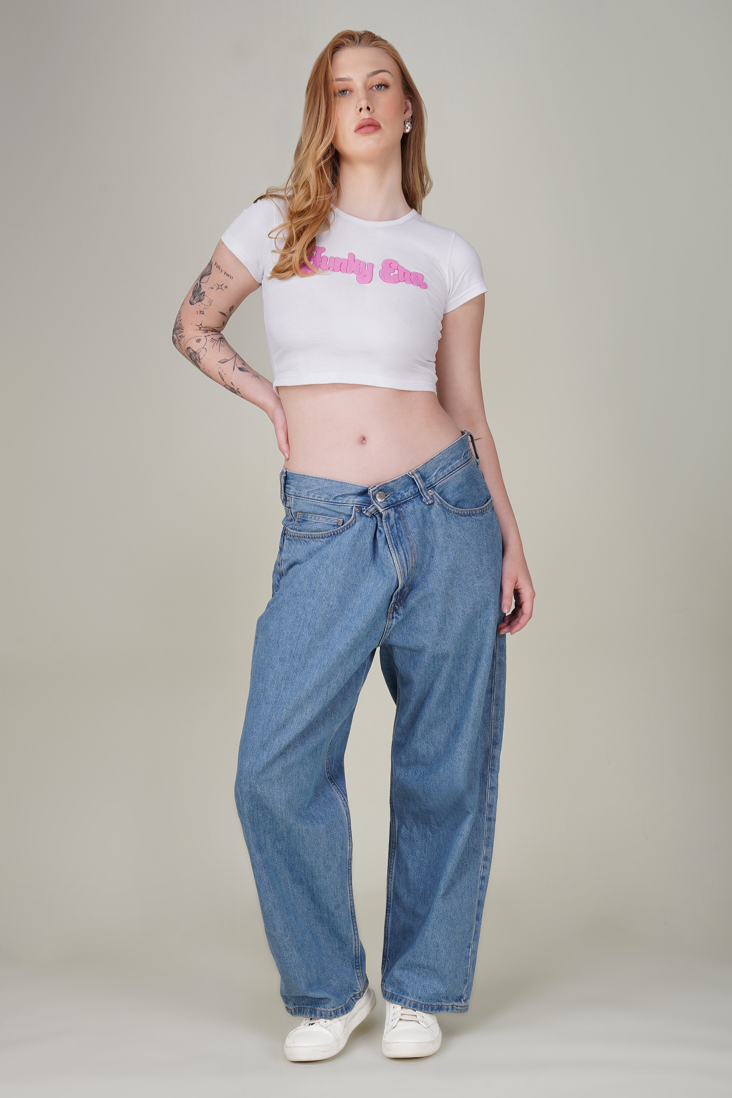 White Puffed Signature Baby Tee