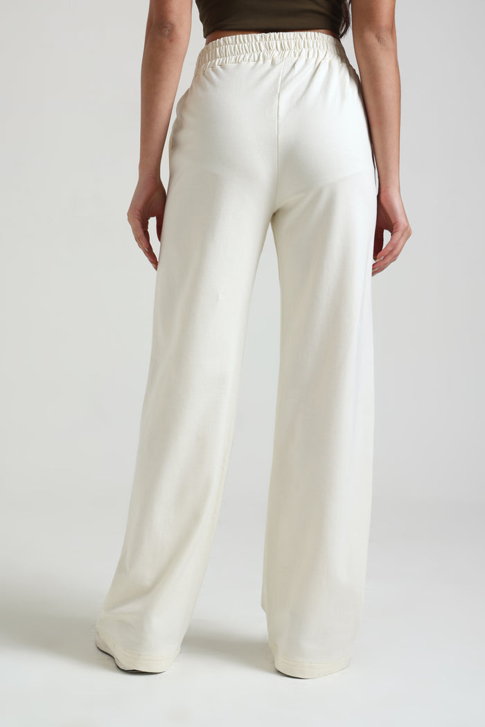 Cream Wide-Leg Sweatpants