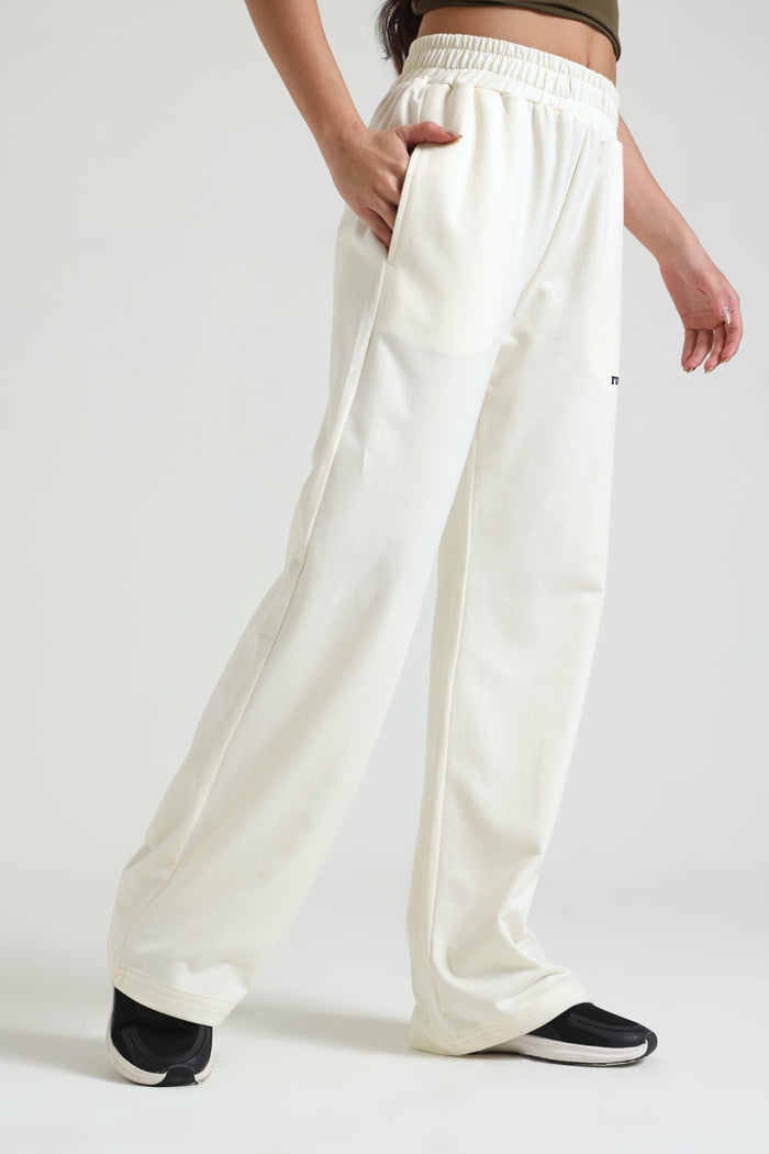 Cream Wide-Leg Sweatpants