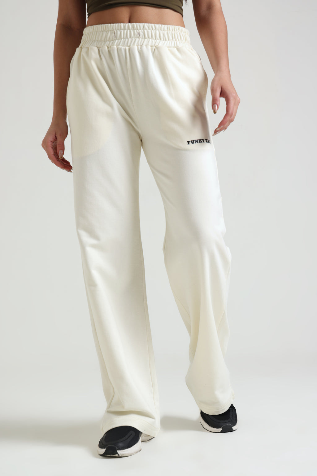 Cream Wide-Leg Sweatpants