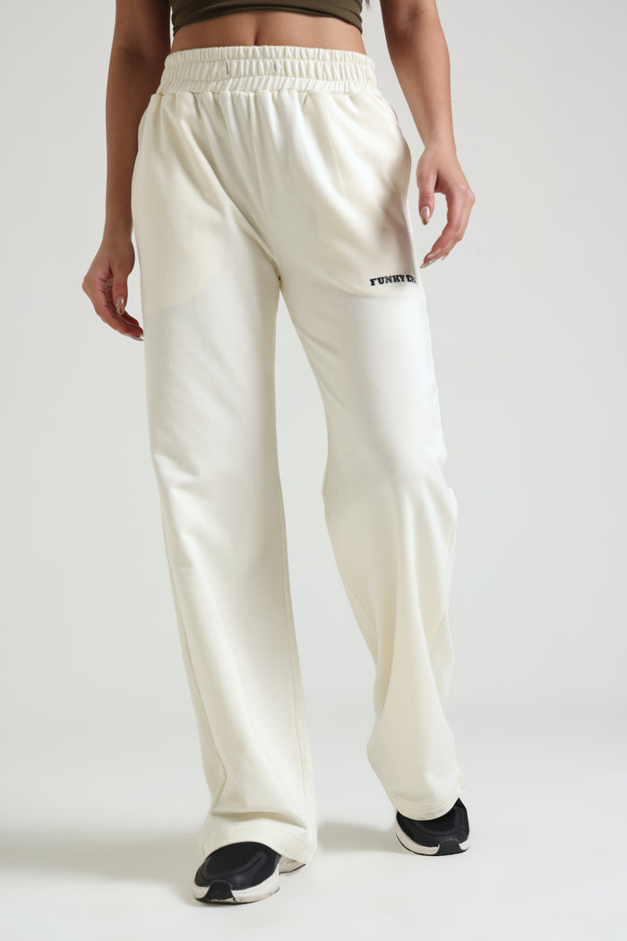 Cream Wide-Leg Sweatpants