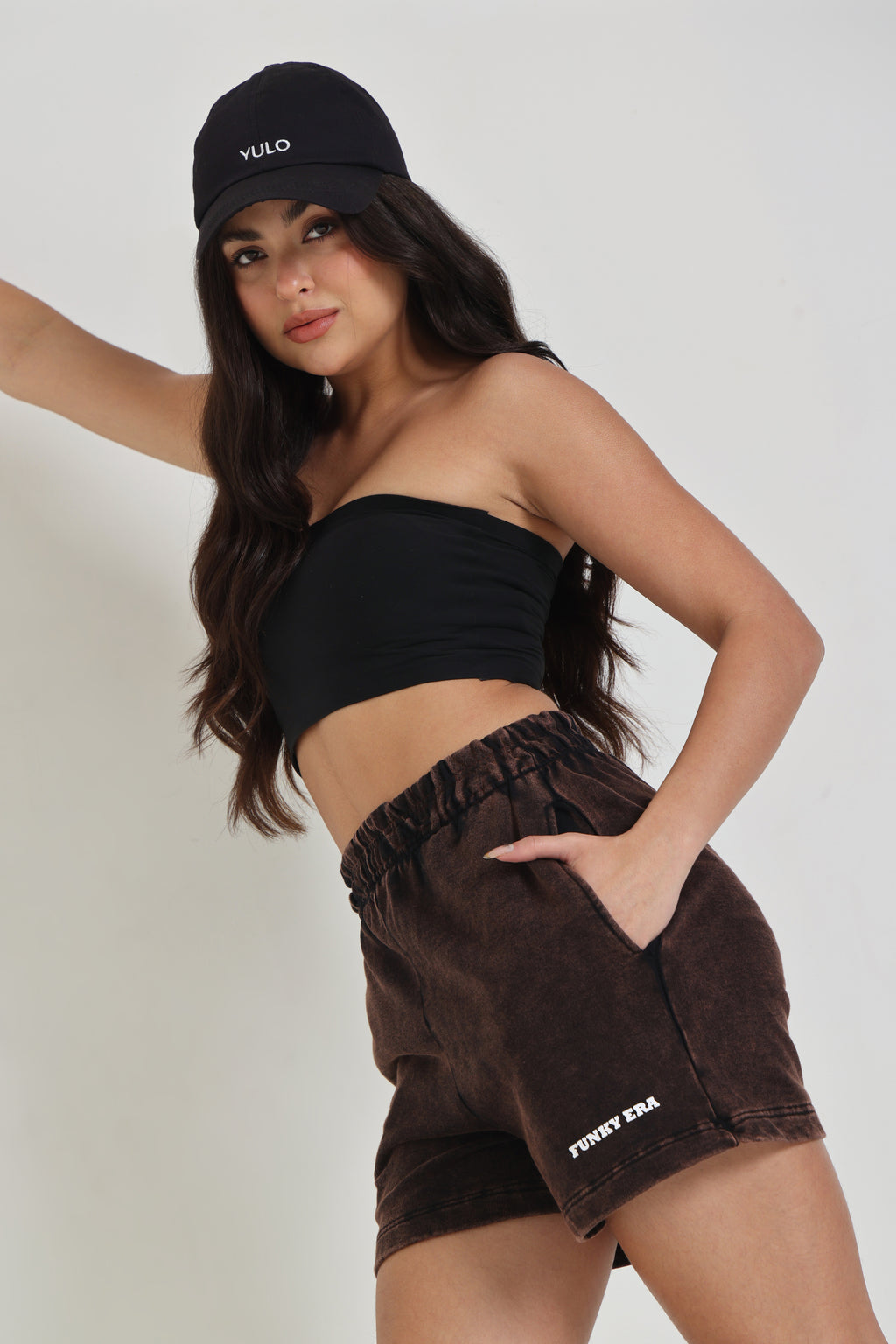 Dark Brown Acid wash Shorts