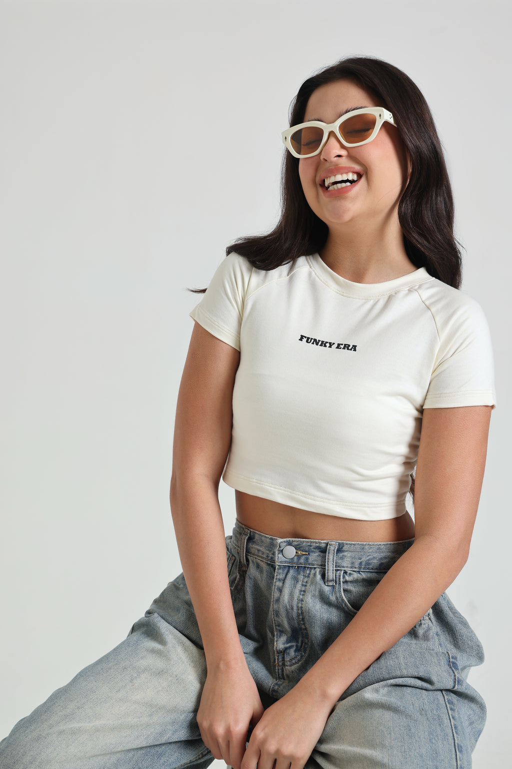 White Signature Raglan Baby Tee