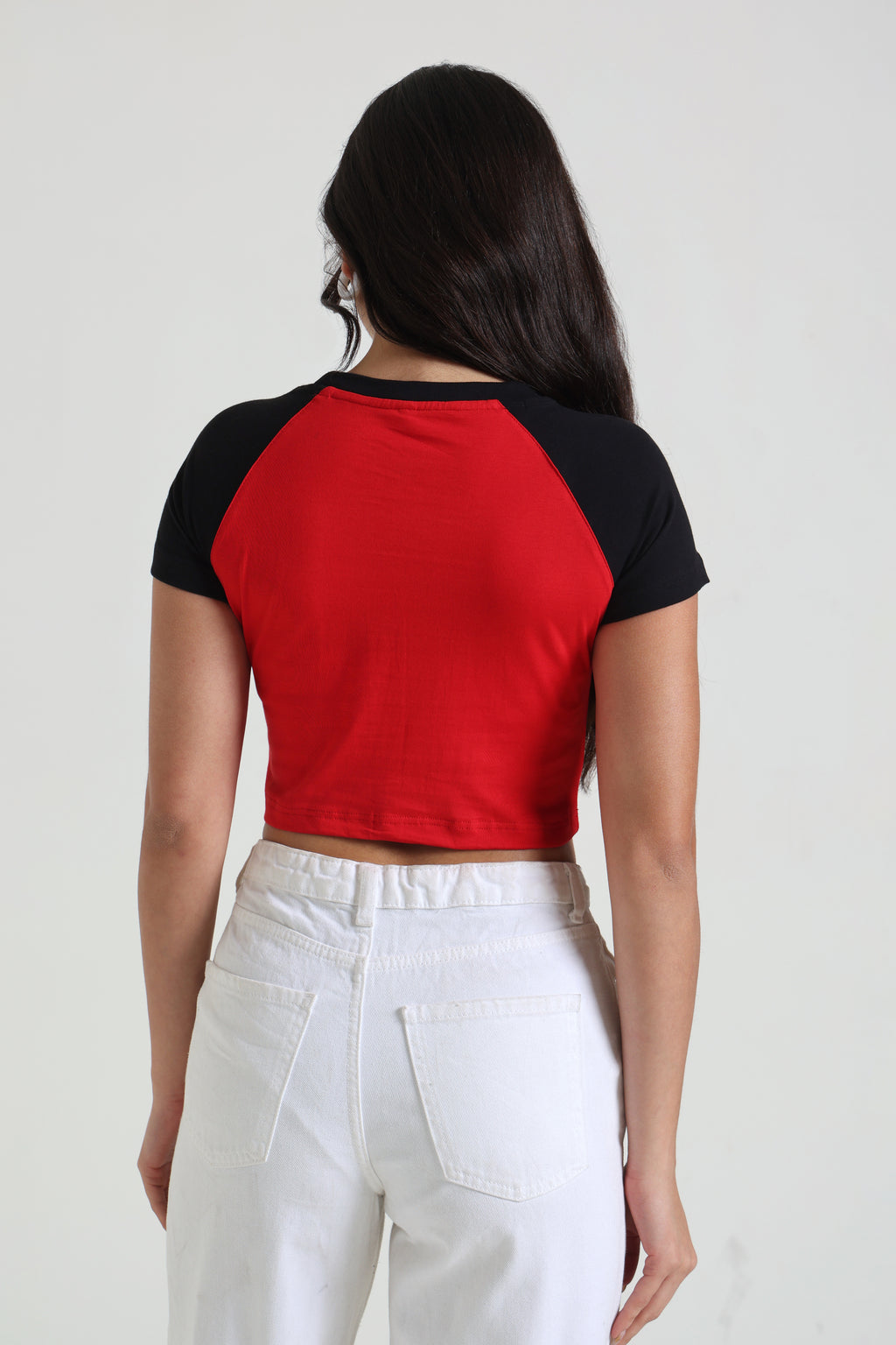 Black and Red Signature Raglan Baby Tee