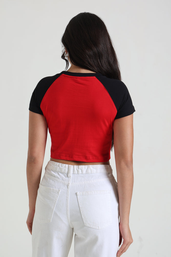 Black and Red Signature Raglan Baby Tee