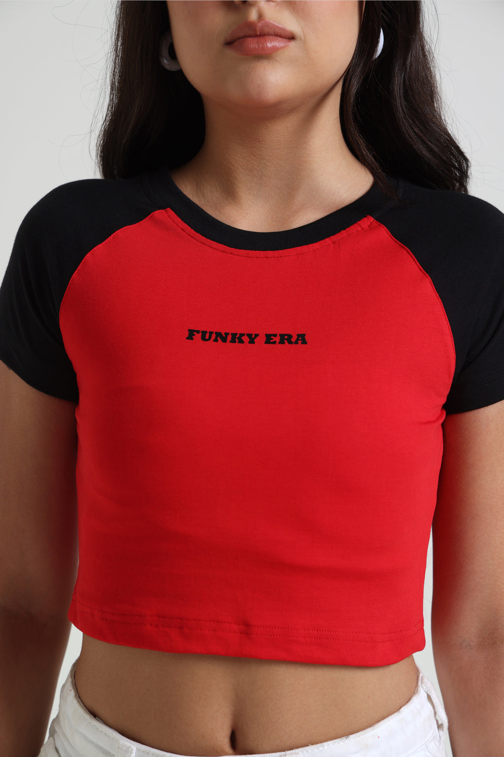 Black and Red Signature Raglan Baby Tee