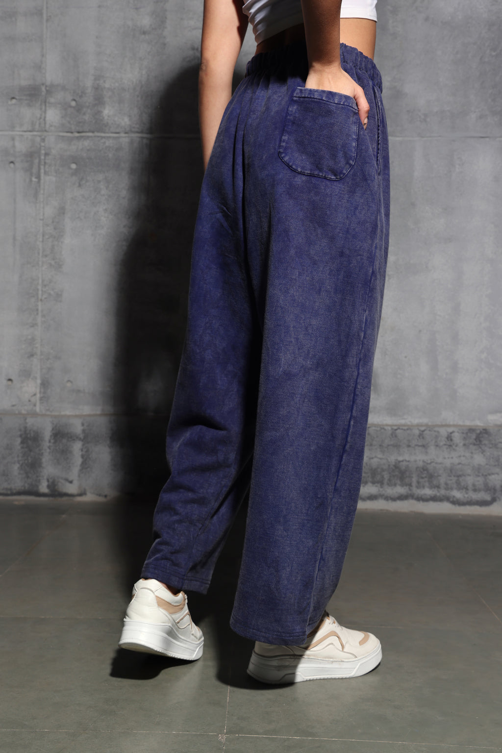 Denim Blue Faded Heavyweight Loose Fit Joggers