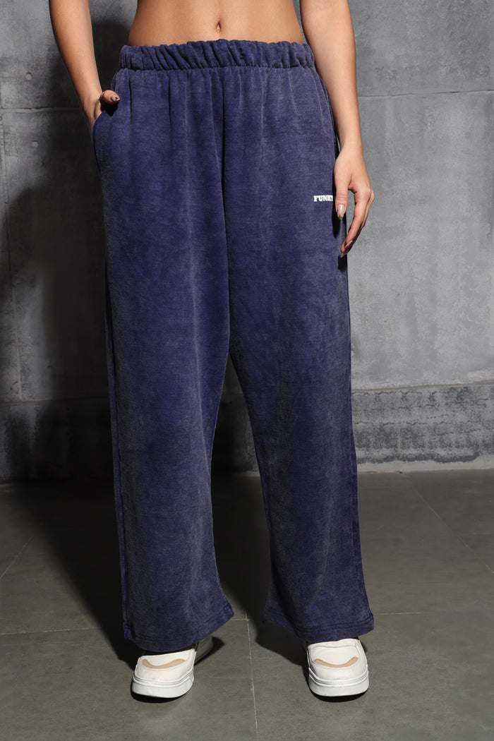 Denim Blue Faded Heavyweight Loose Fit Joggers