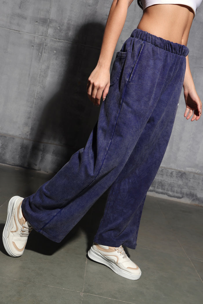 Denim Blue Faded Heavyweight Loose Fit Joggers