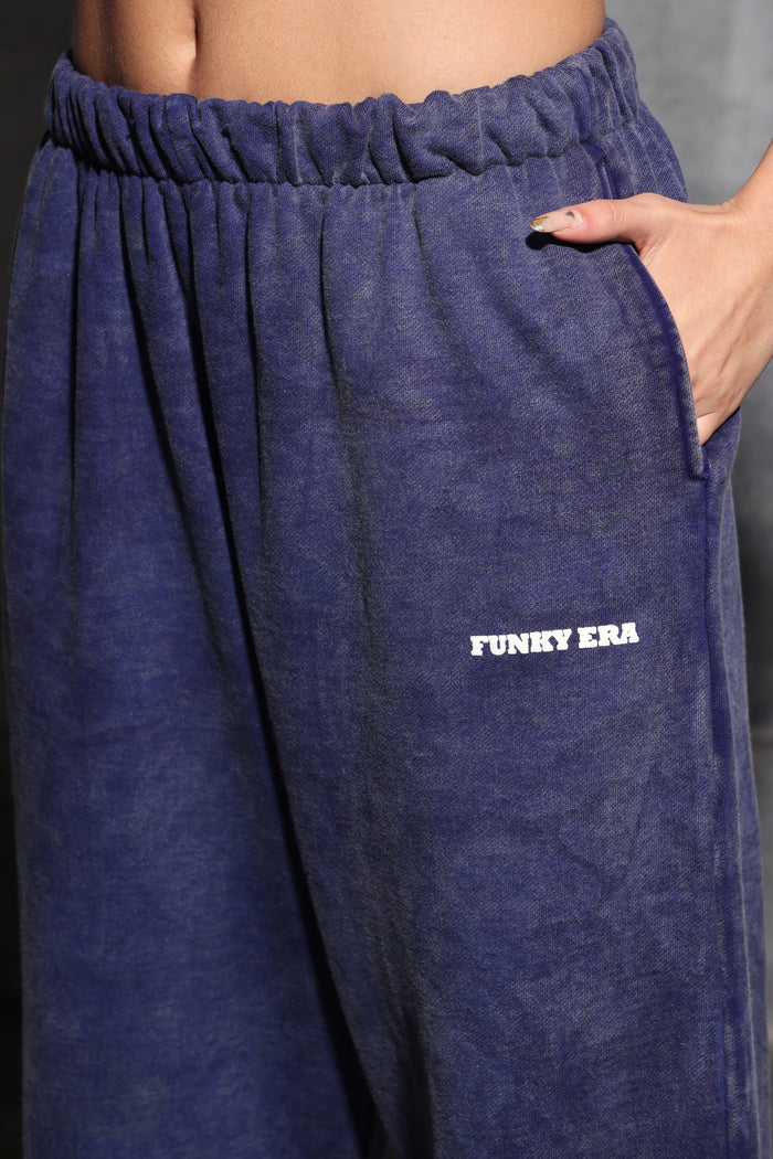 Denim Blue Faded Heavyweight Loose Fit Joggers