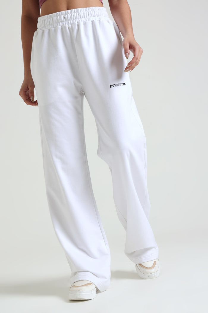 White Wide-Leg Sweatpants