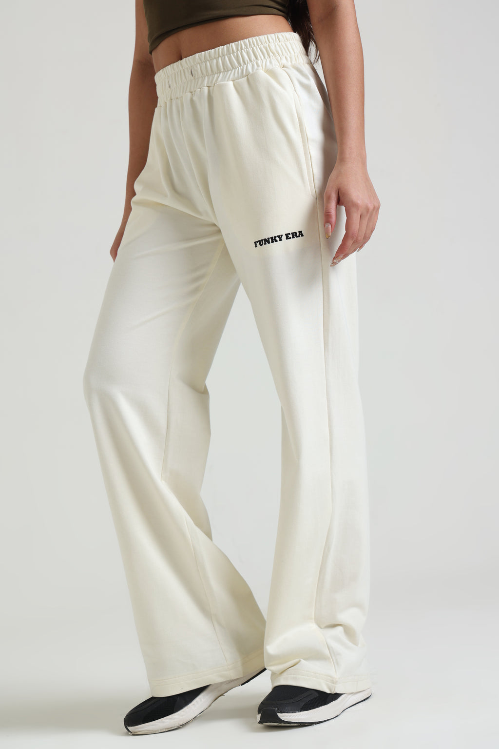 Cream Wide-Leg Sweatpants