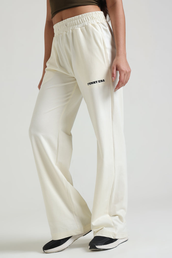 Cream Wide-Leg Sweatpants