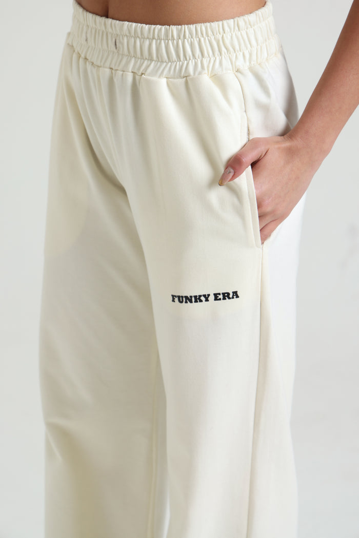 Cream Wide-Leg Sweatpants