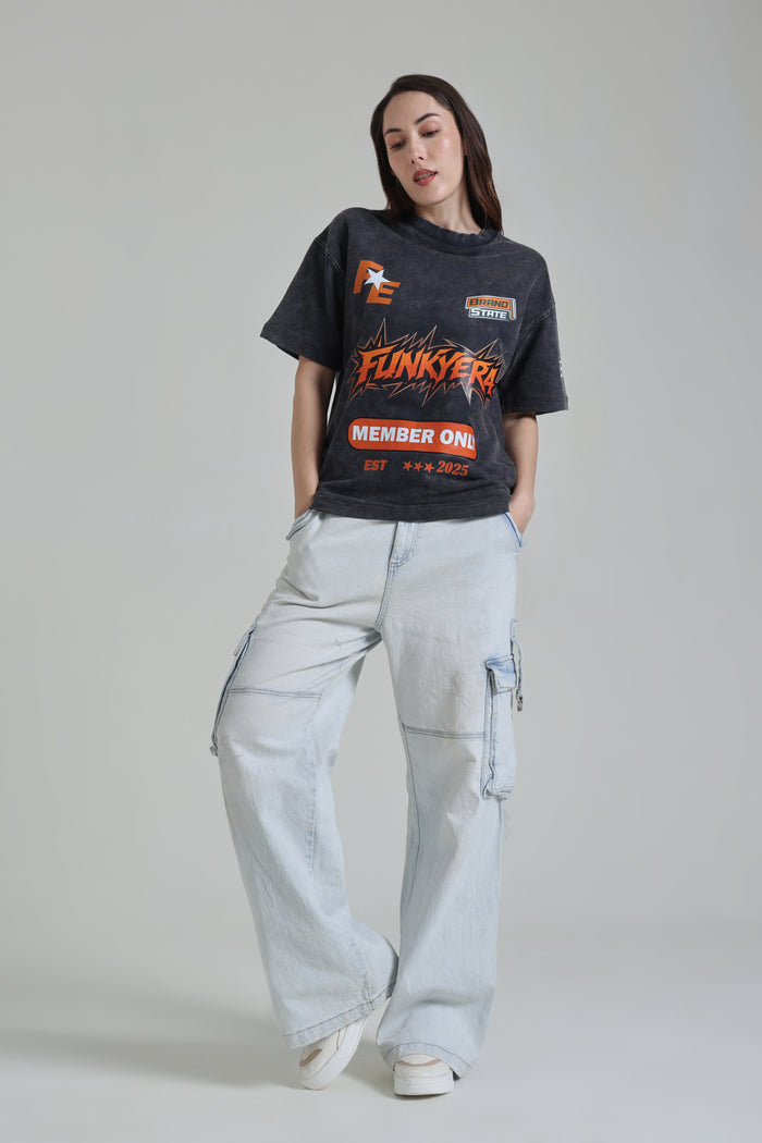 Porsche Racing Edition Acidwash Black Oversized T-Shirt
