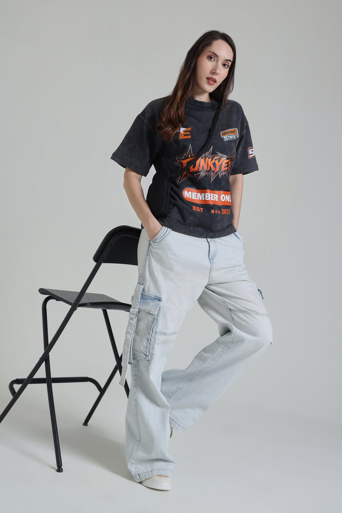 Porsche Racing Edition Acidwash Black Oversized T-Shirt