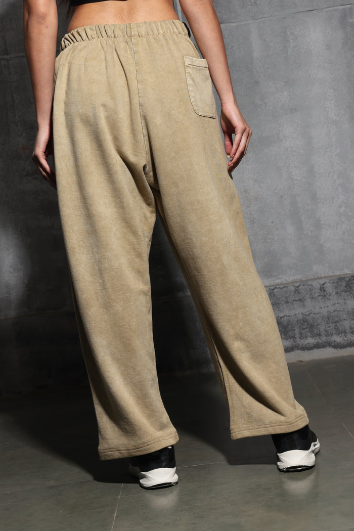 Beige Faded Heavyweight Loose Fit Joggers