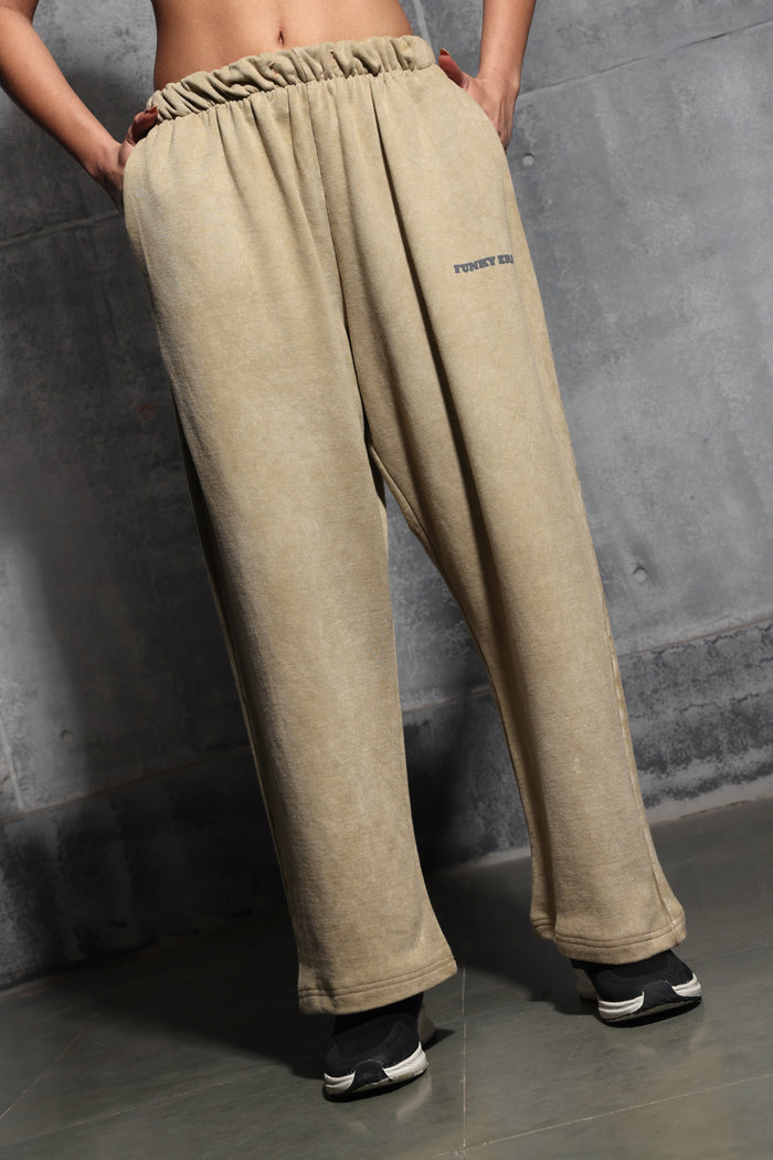 Beige Faded Heavyweight Loose Fit Joggers