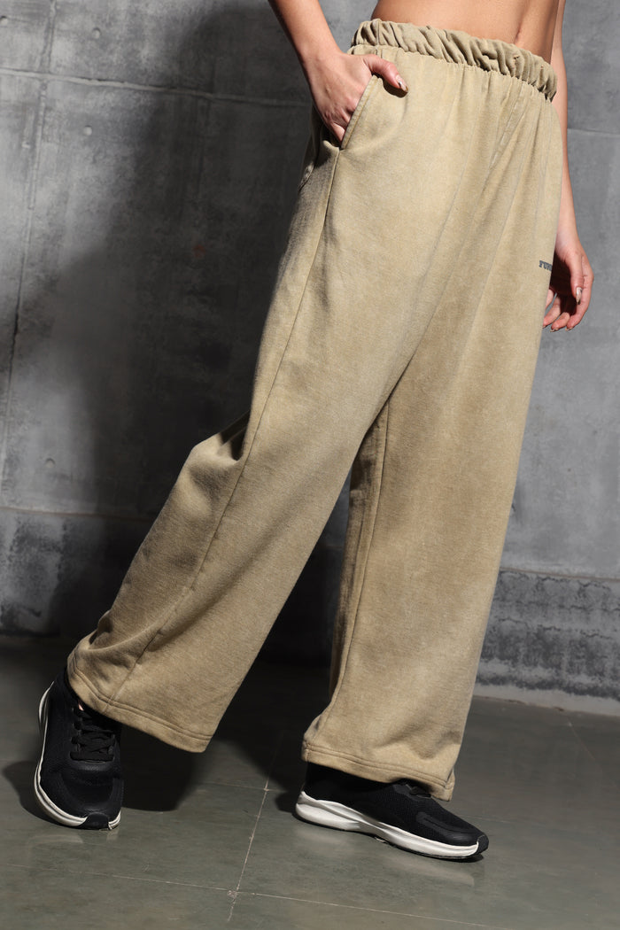 Beige Faded Heavyweight Loose Fit Joggers