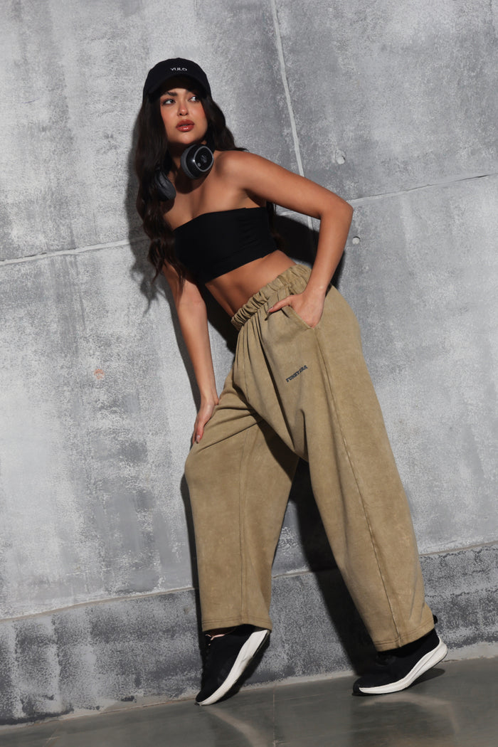 Beige Faded Heavyweight Loose Fit Joggers