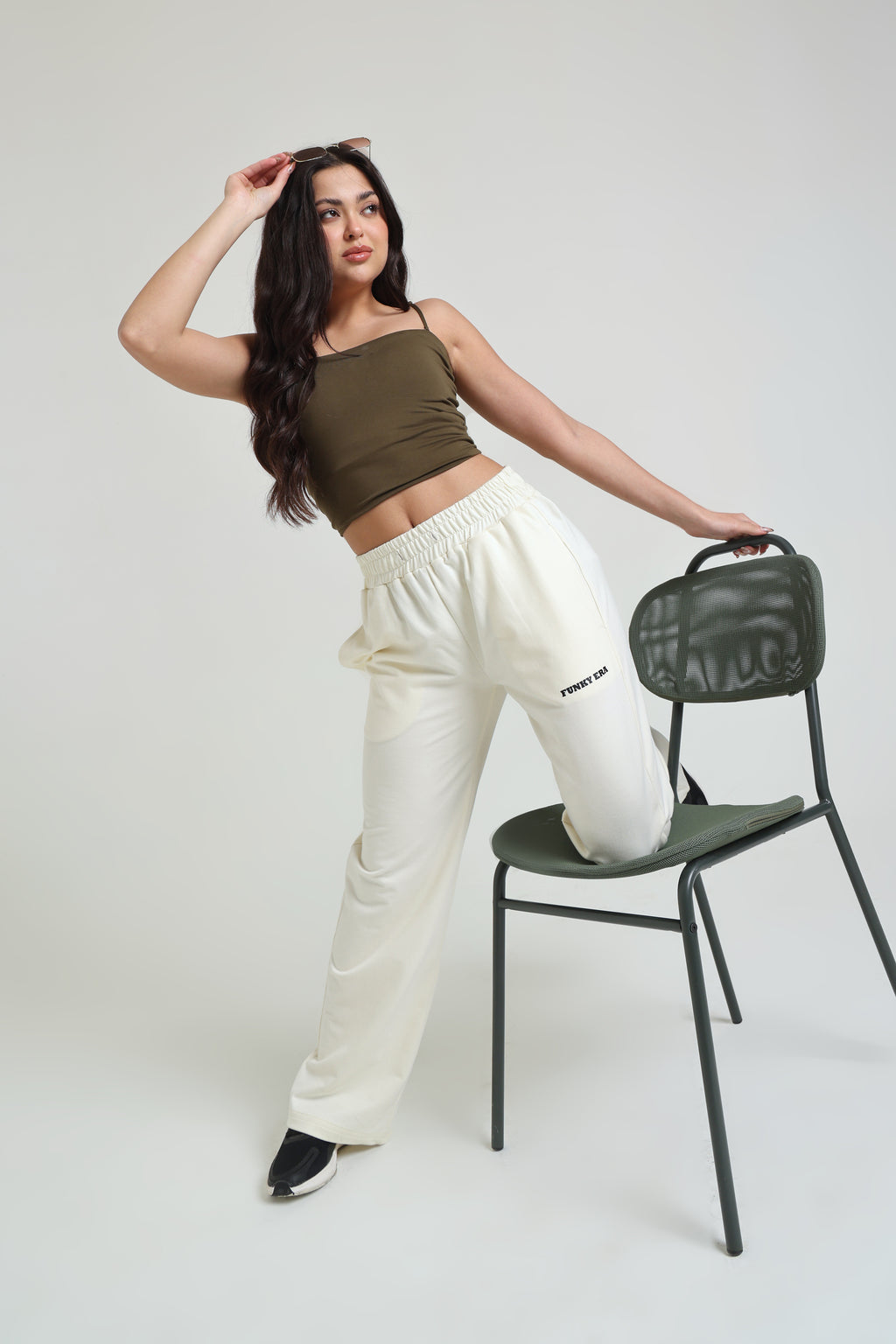 Cream Wide-Leg Sweatpants