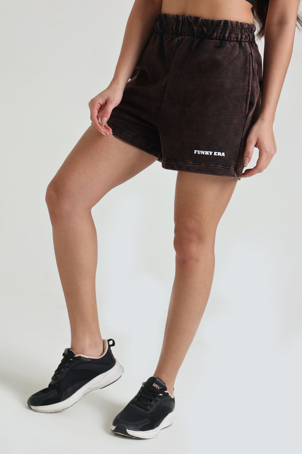 Dark Brown Acid wash Shorts