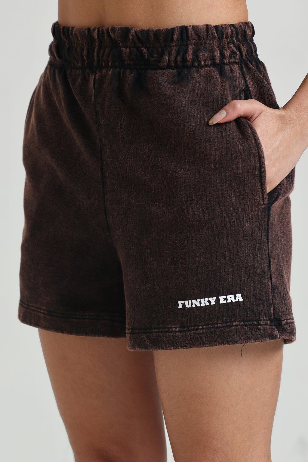 Dark Brown Acid wash Shorts