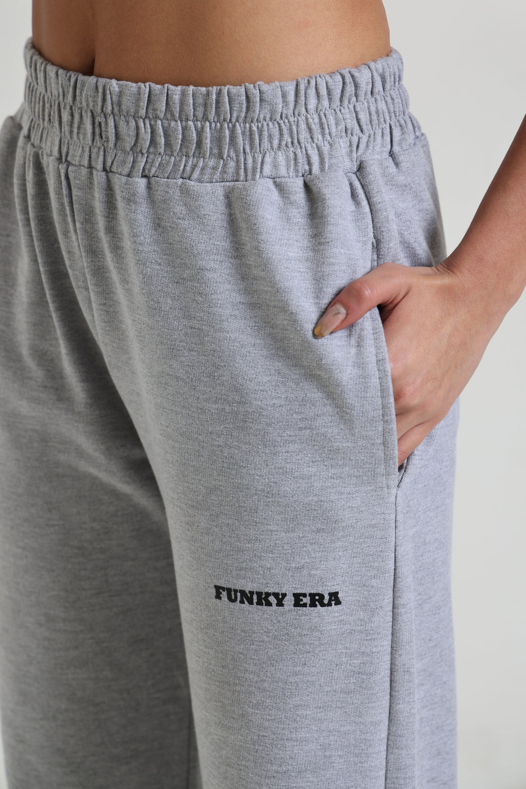 Grey Melange Wide-Leg Sweatpants