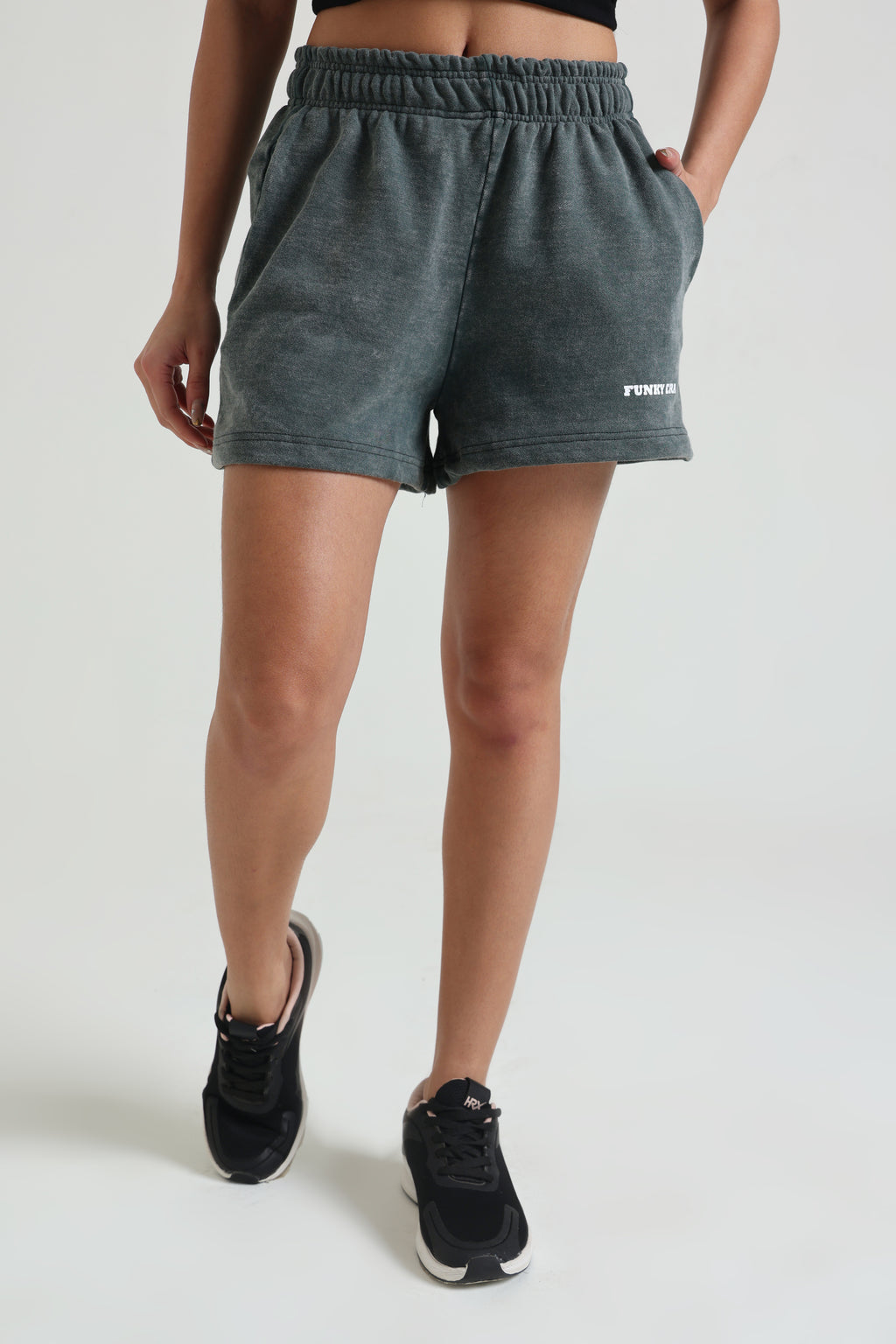 Olive Acid Wash Shorts