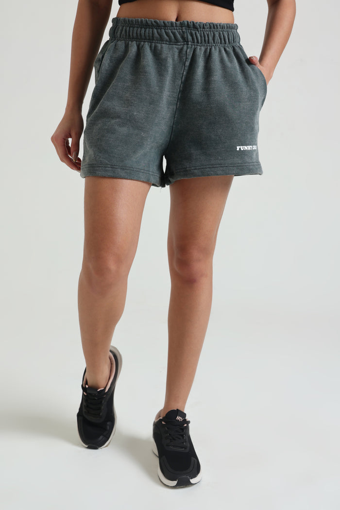 Olive Acid Wash Shorts