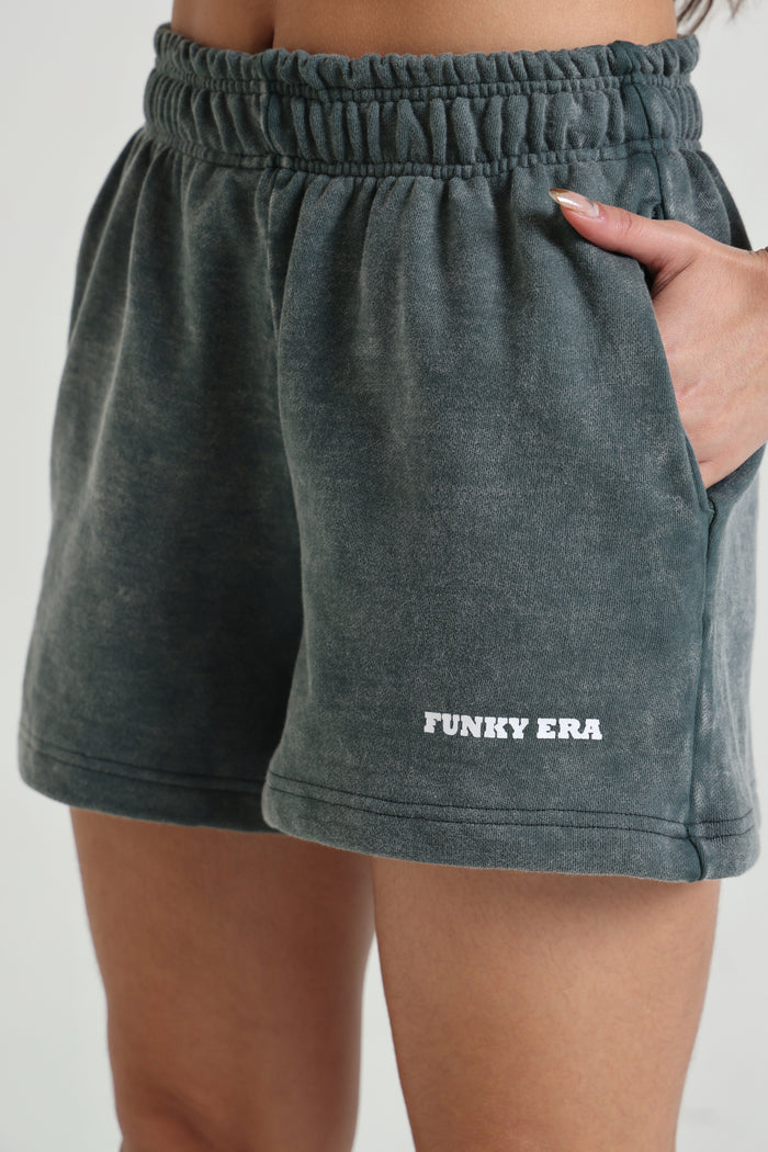 Olive Acid Wash Shorts