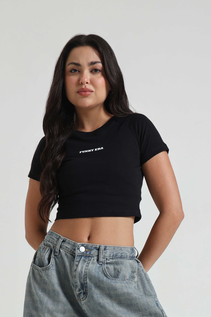 Black Signature Raglan Baby Tee
