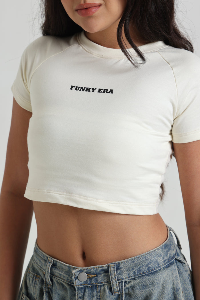 White Signature Raglan Baby Tee