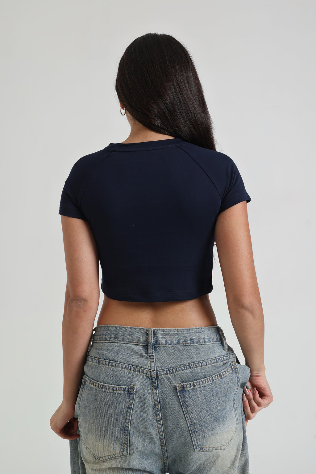 Navy Blue Signature Raglan Baby Tee