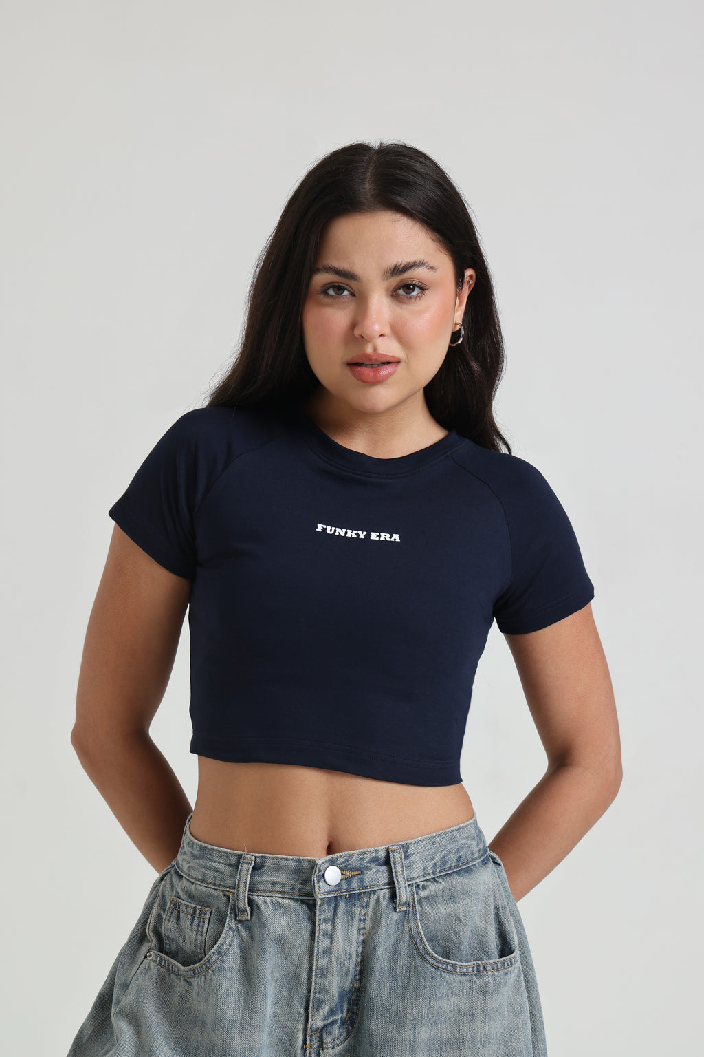 Navy Blue Signature Raglan Baby Tee