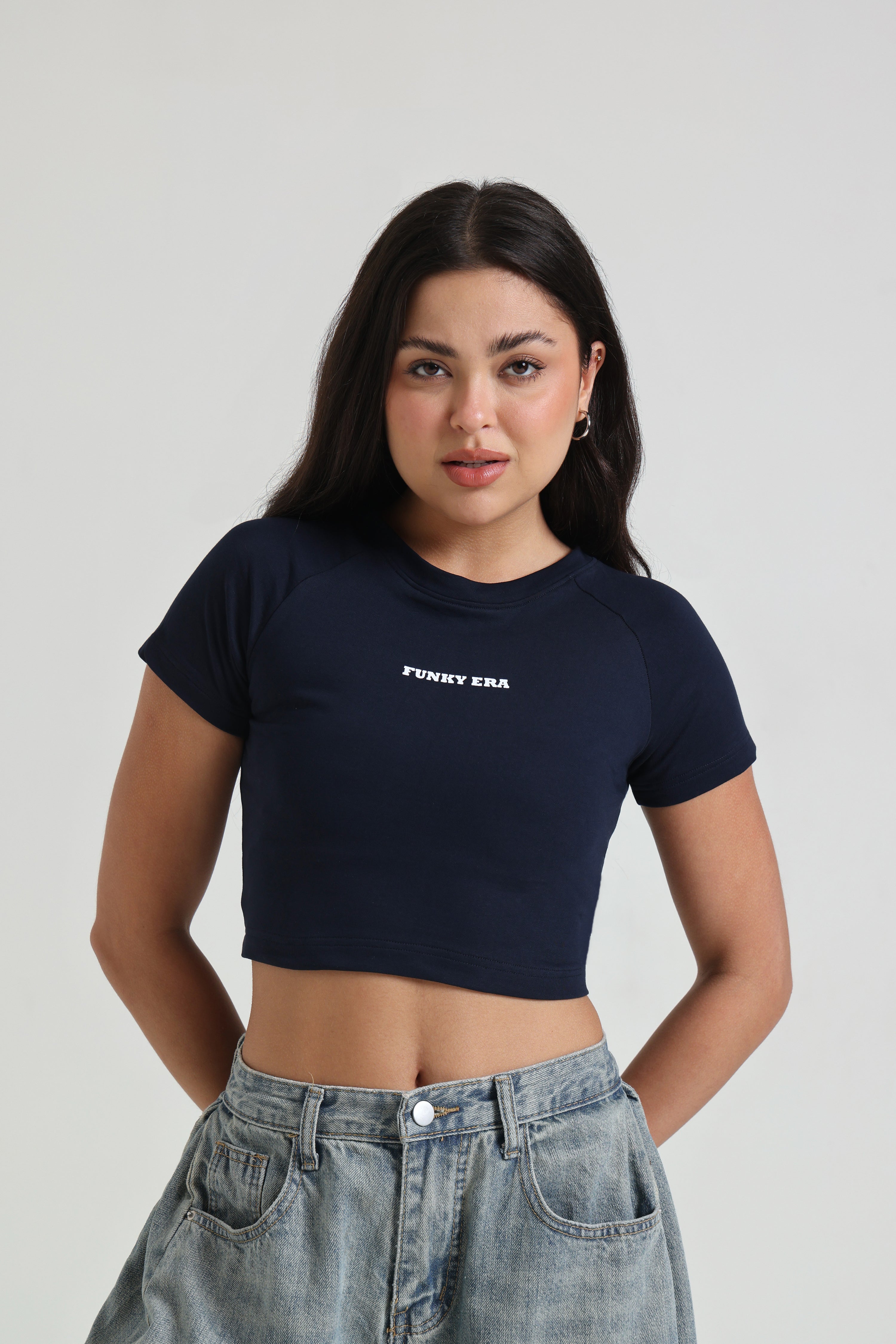 Royal Blue Signature Raglan Baby Tee – Funky Era Clothing