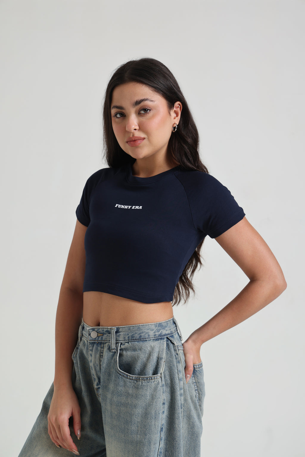 Navy Blue Signature Raglan Baby Tee
