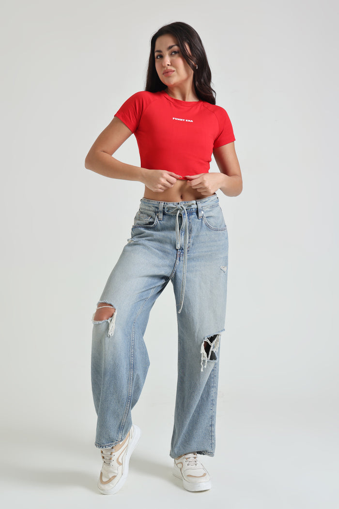 Red Signature Raglan Baby Tee