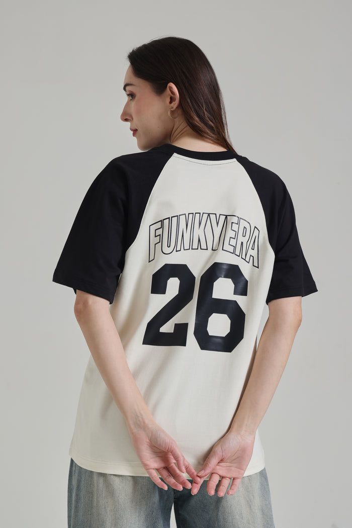 Sports Dept Black and Cream Raglan Oversized T-shirt