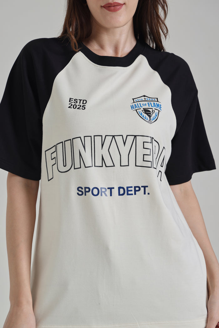 Sports Dept Black and Cream Raglan Oversized T-shirt