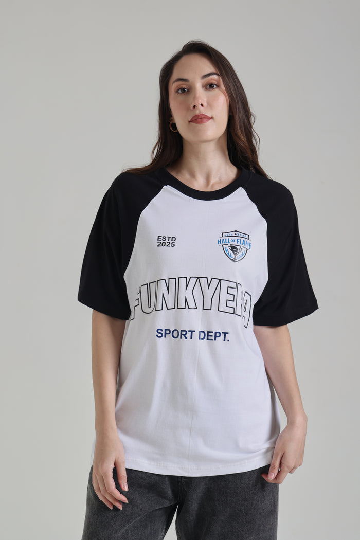 Sports Dept Black and White Raglan Oversized T-Shirt