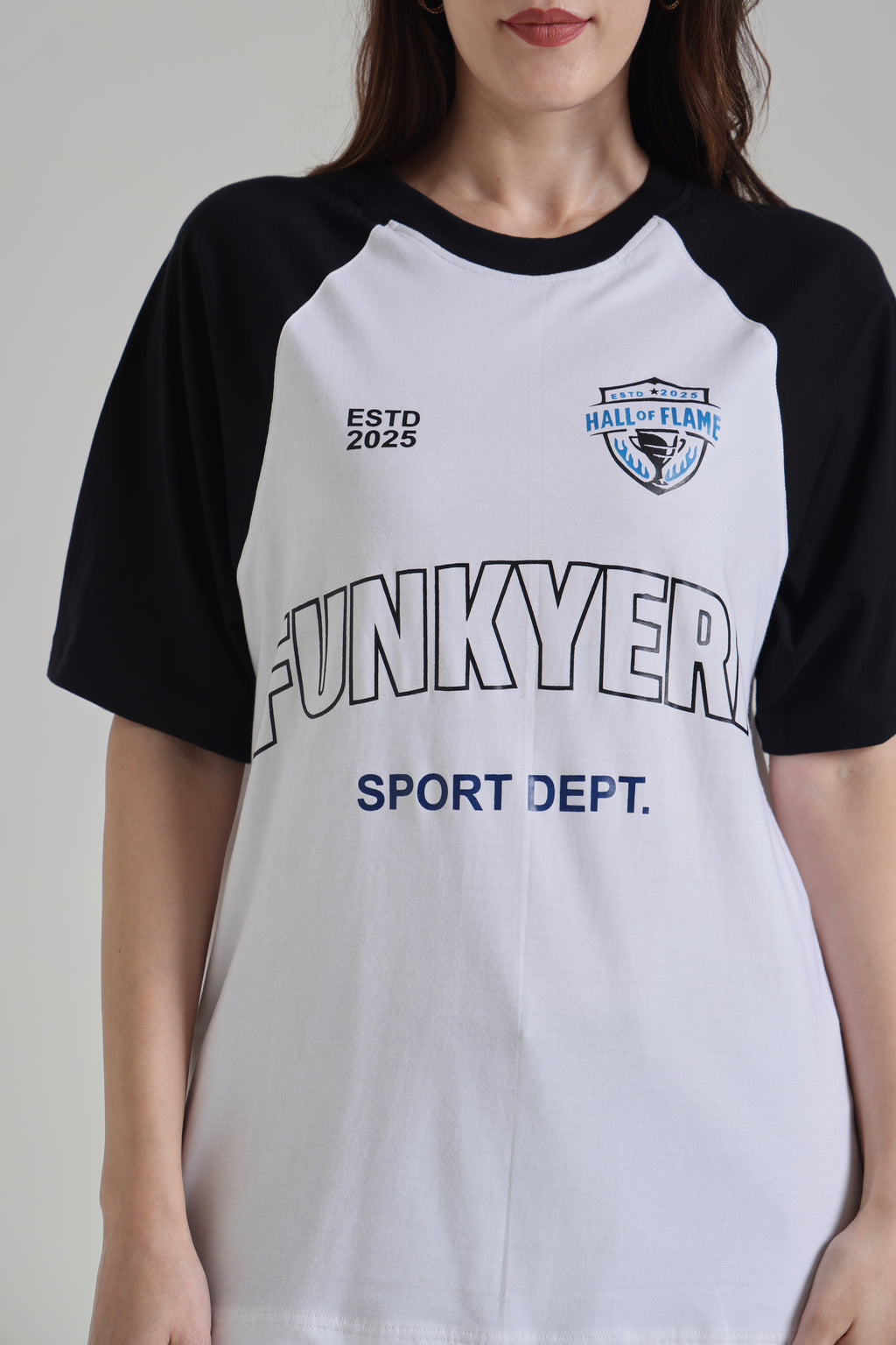 Sports Dept Black and White Raglan Oversized T-Shirt