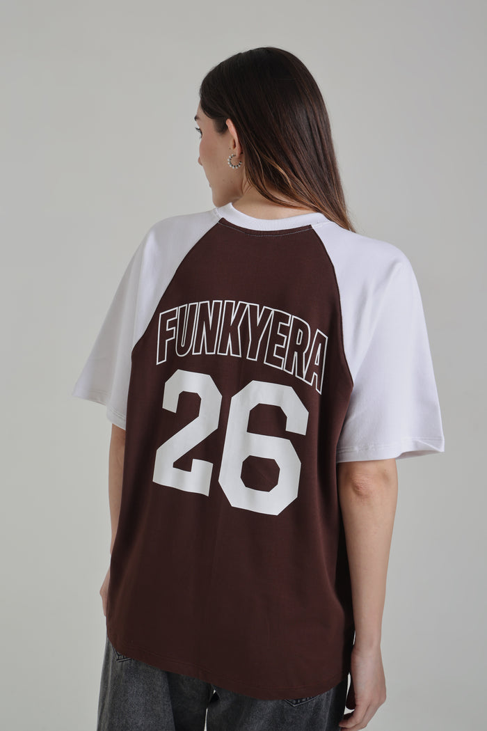 Sports Dept Coffee and White Raglan Oversized T-Shirt