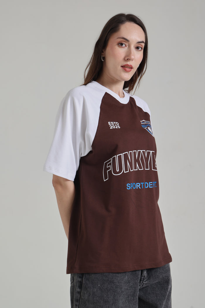 Sports Dept Coffee and White Raglan Oversized T-Shirt