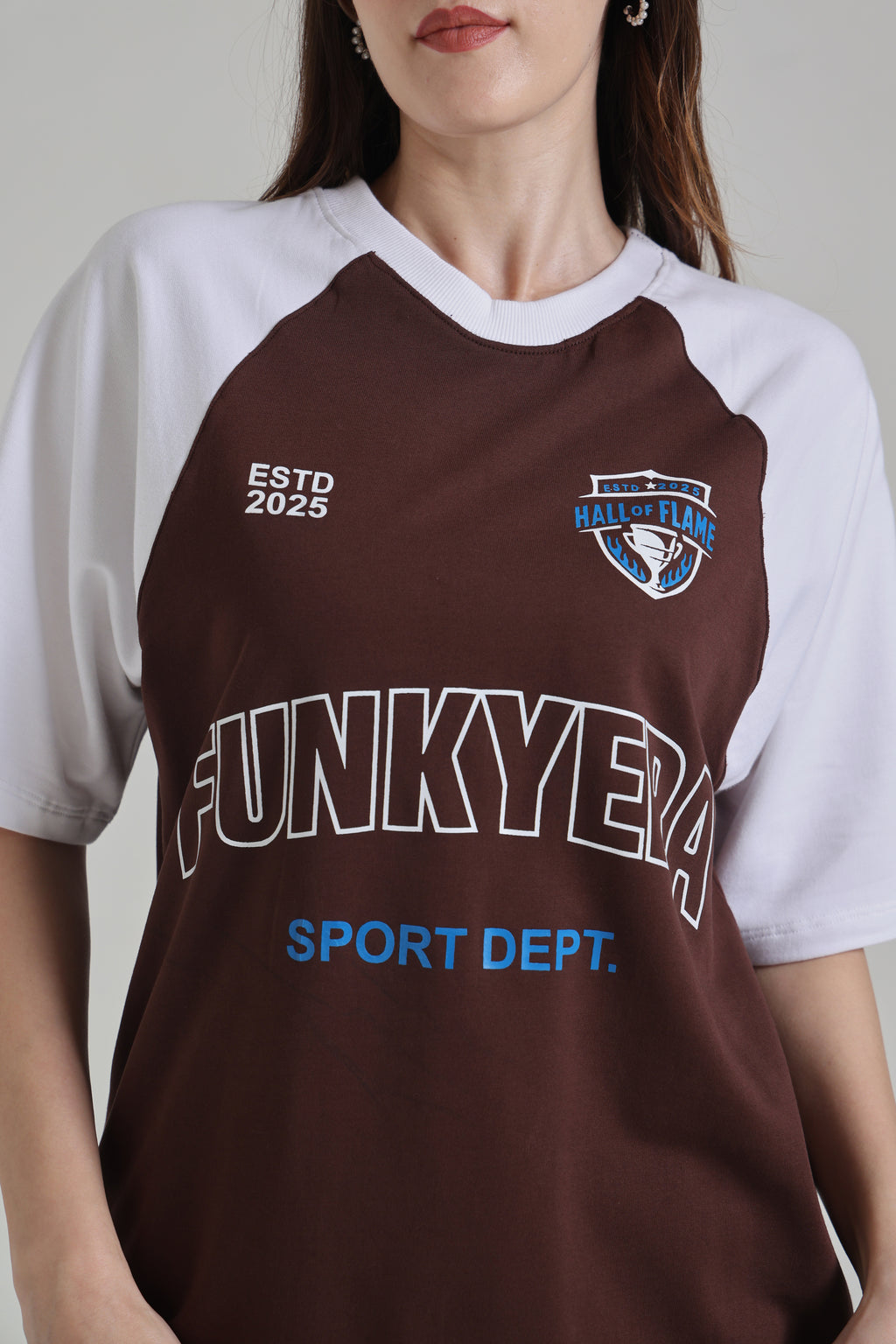 Sports Dept Coffee and White Raglan Oversized T-Shirt