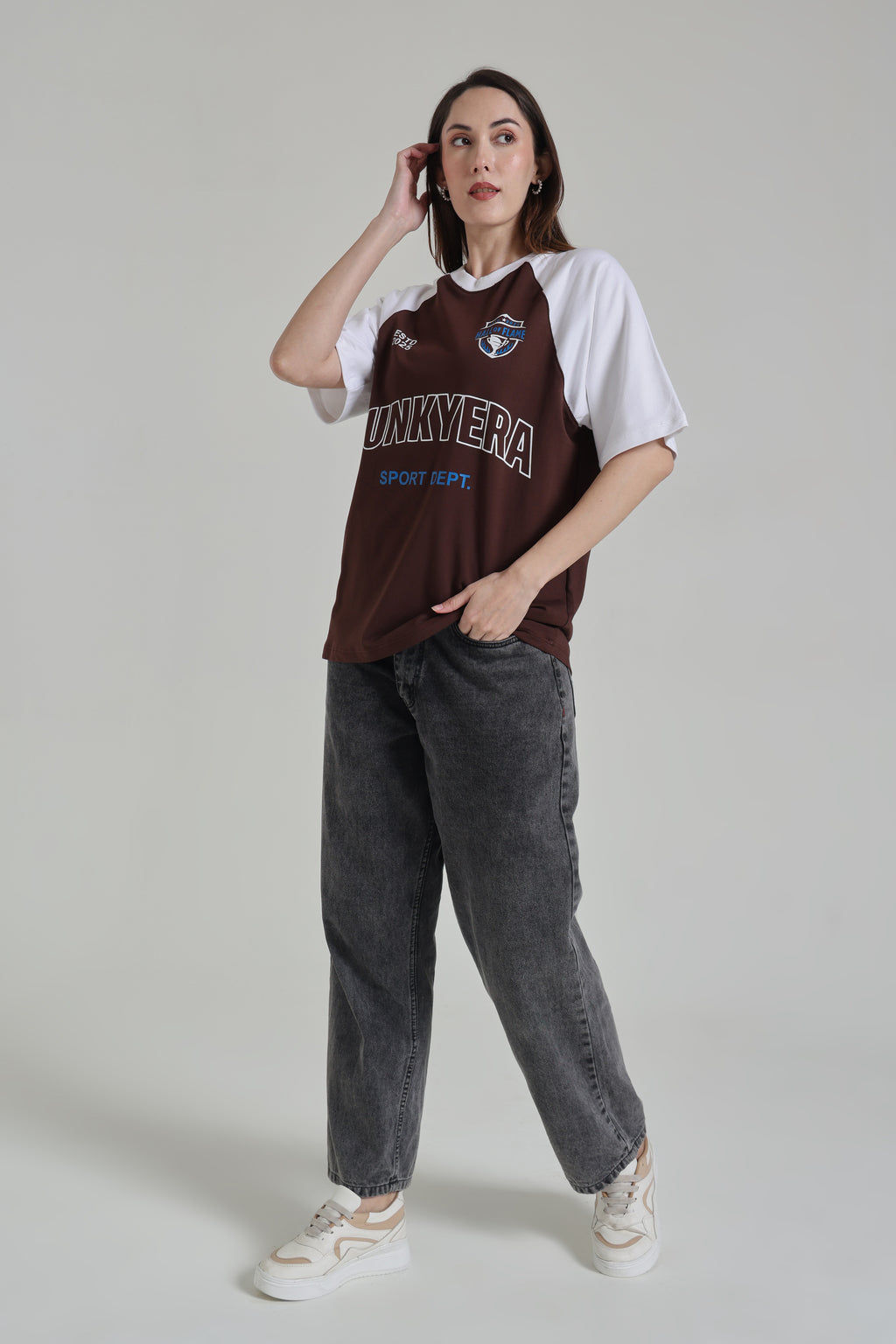 Sports Dept Coffee and White Raglan Oversized T-Shirt