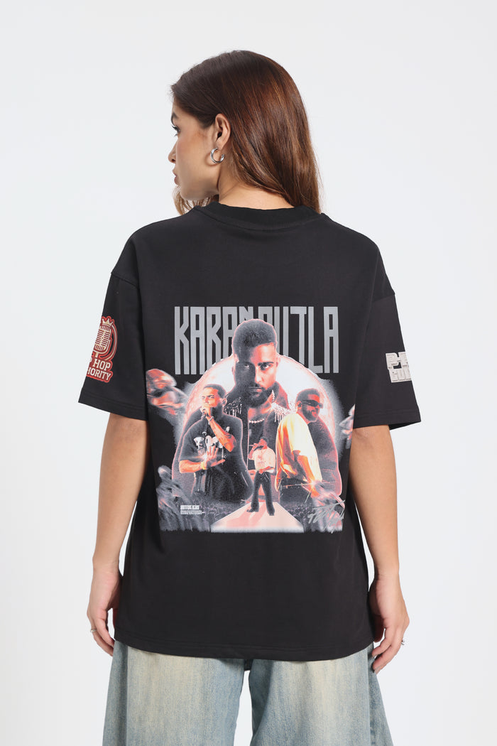 Karan aujla Edition Glow in  Dark Black Oversized T-Shirt