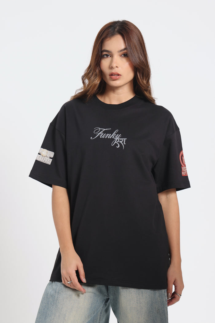 Karan aujla Edition Glow in  Dark Black Oversized T-Shirt