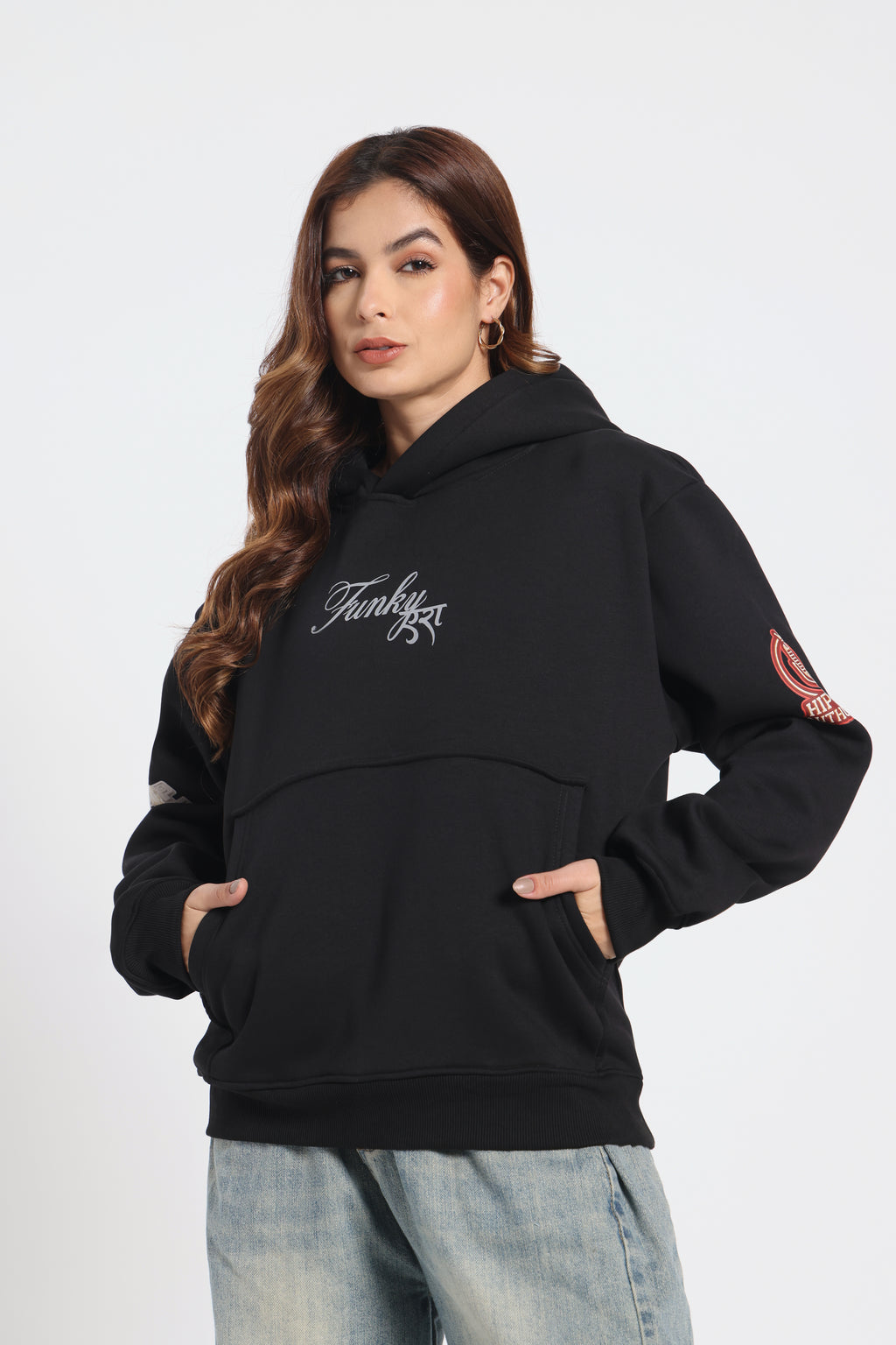 Karan Aujla Edition Glow in Dark Black Oversized kangaroo pocket hoodie