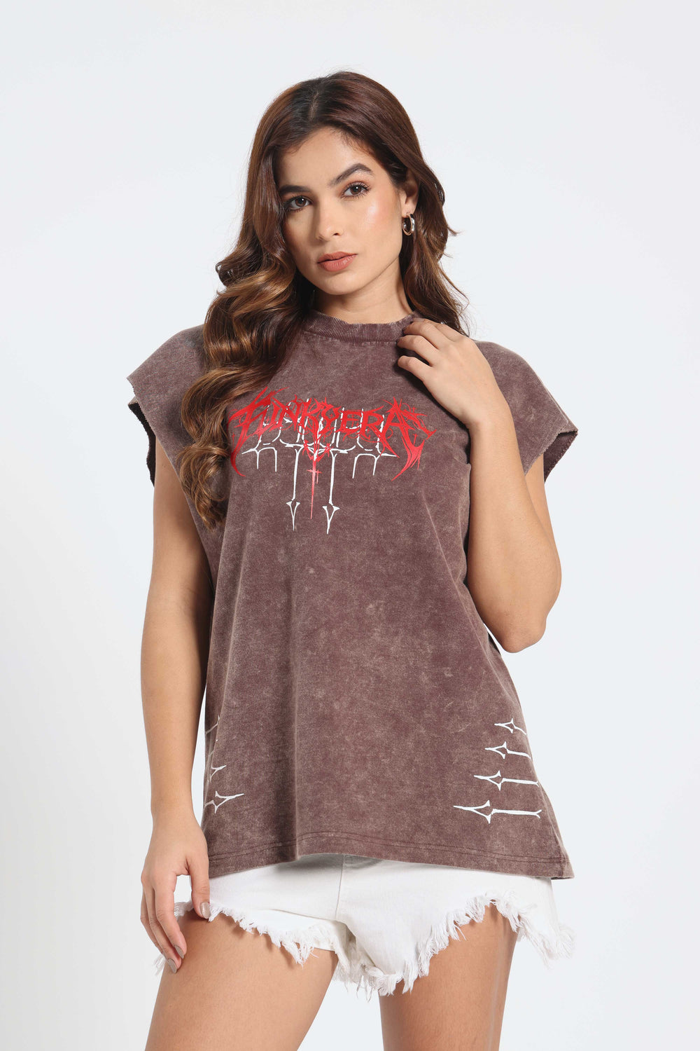 Acidwash Dark Brown Silglism Desing Tank